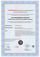 Certificate for Management of Security Printing Processes, Intergraf (2020)